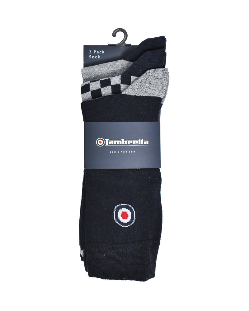 3 Pack Checked Sock