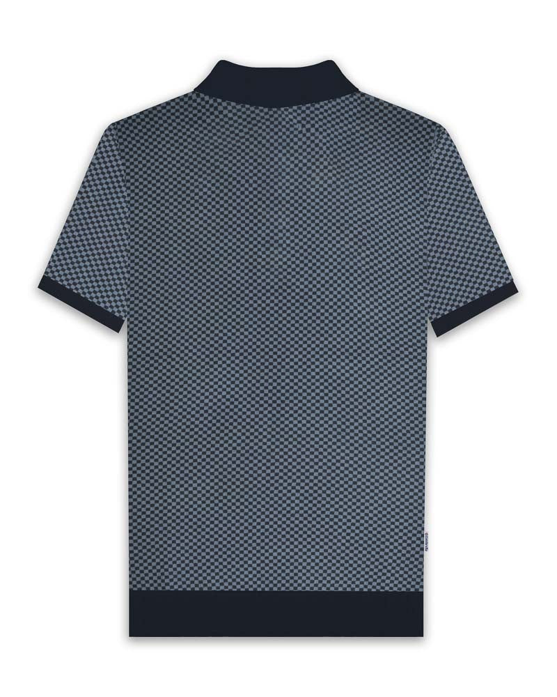 Quarter Zip Knitted Check Polo