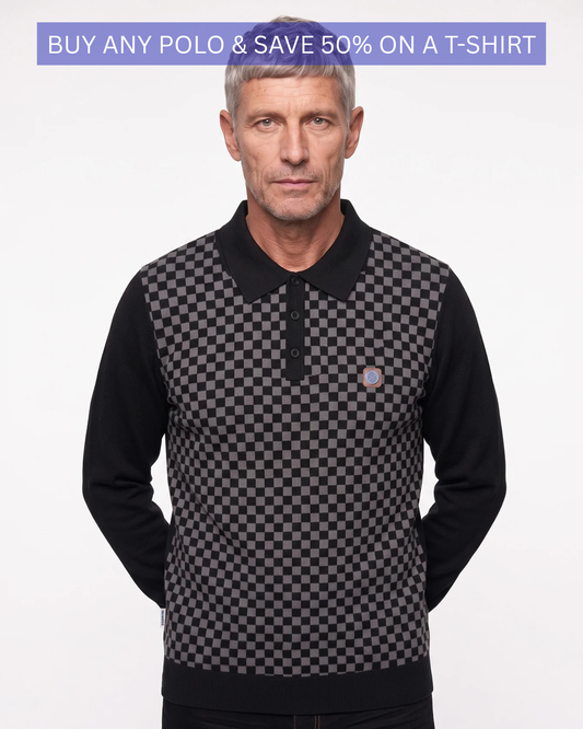 L/S Knitted Check Polo