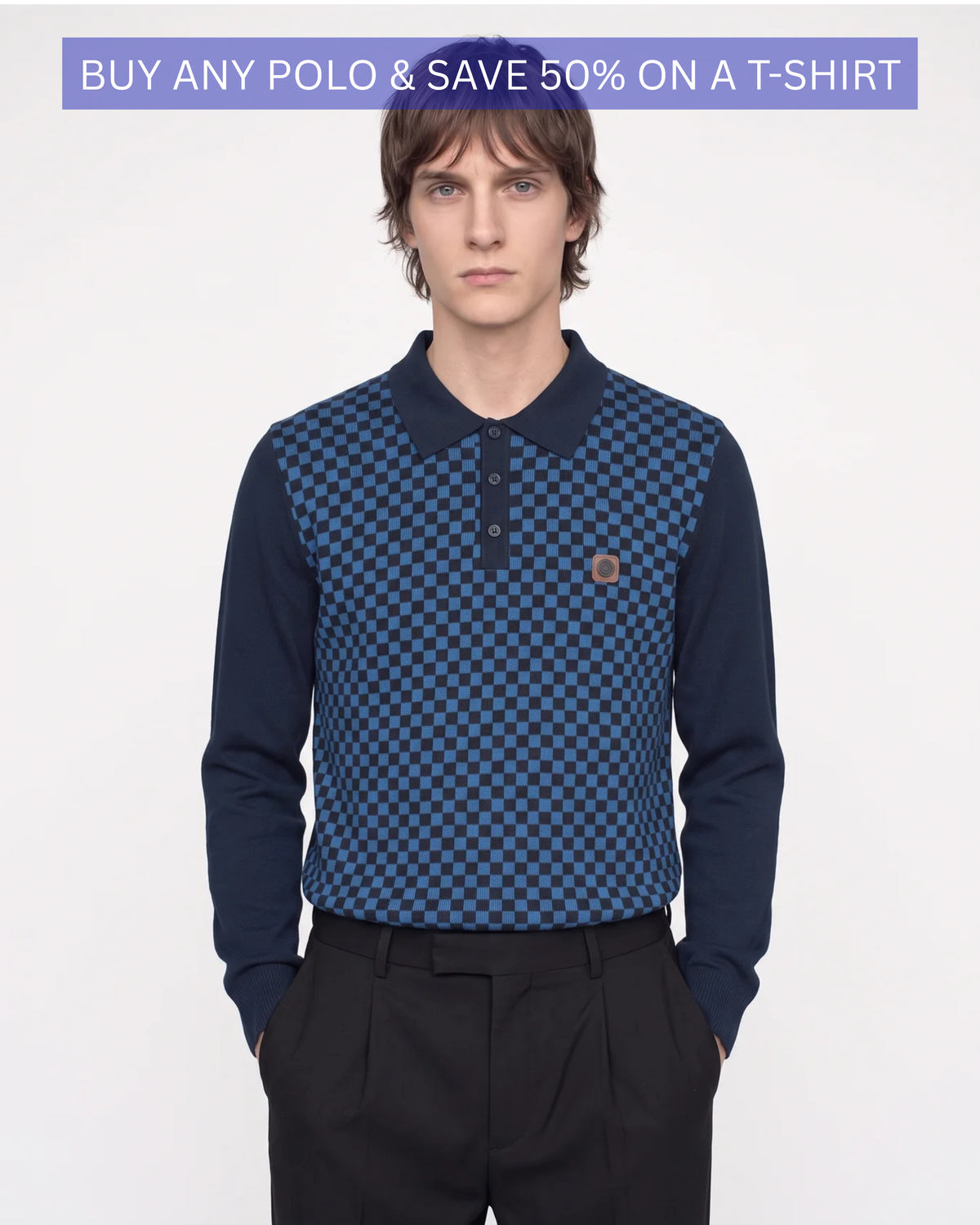 L/S Knitted Check Polo