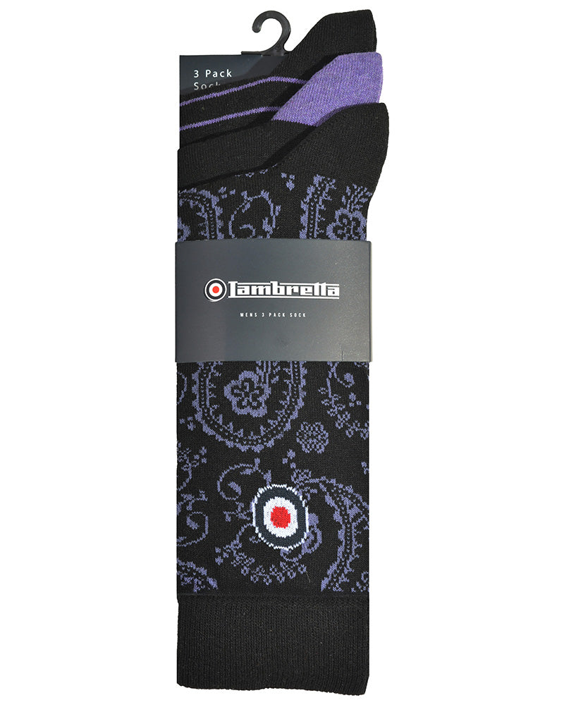 3 Pack Paisley Sock