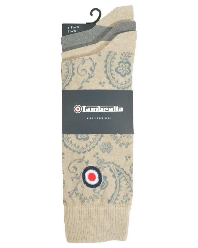 3 Pack Paisley Sock