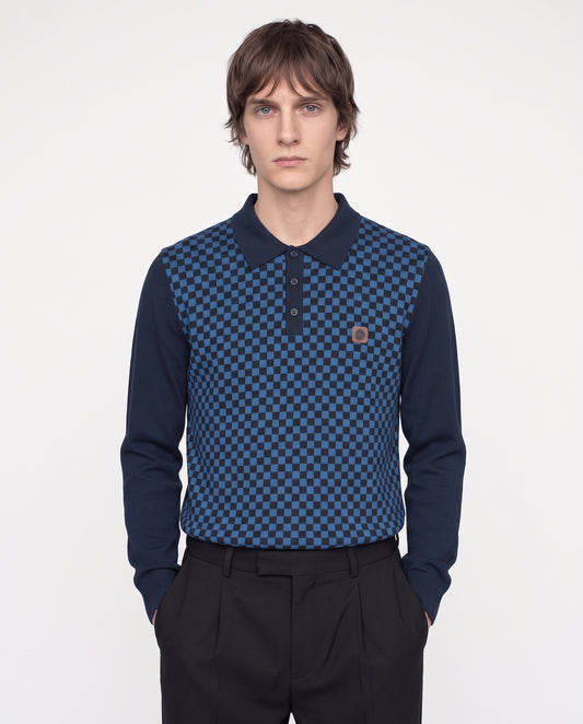 L/S Knitted Check Polo