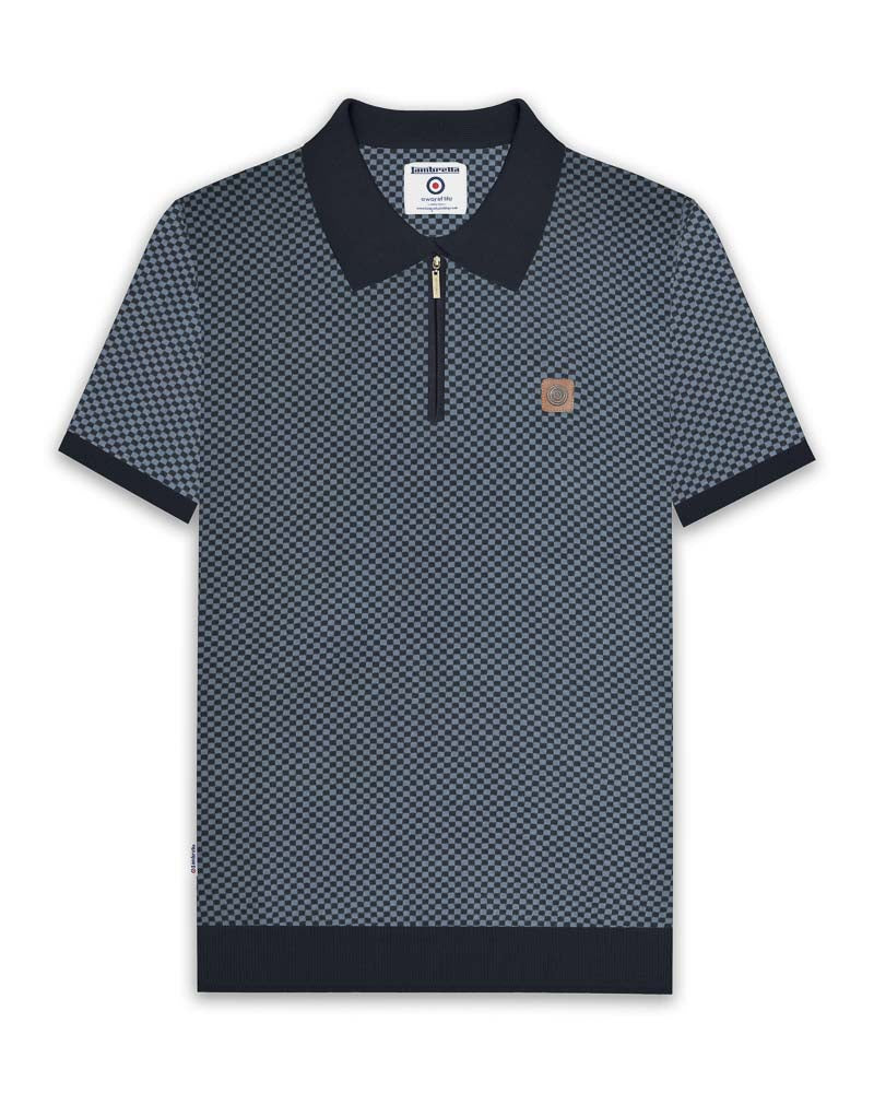 Quarter Zip Knitted Check Polo