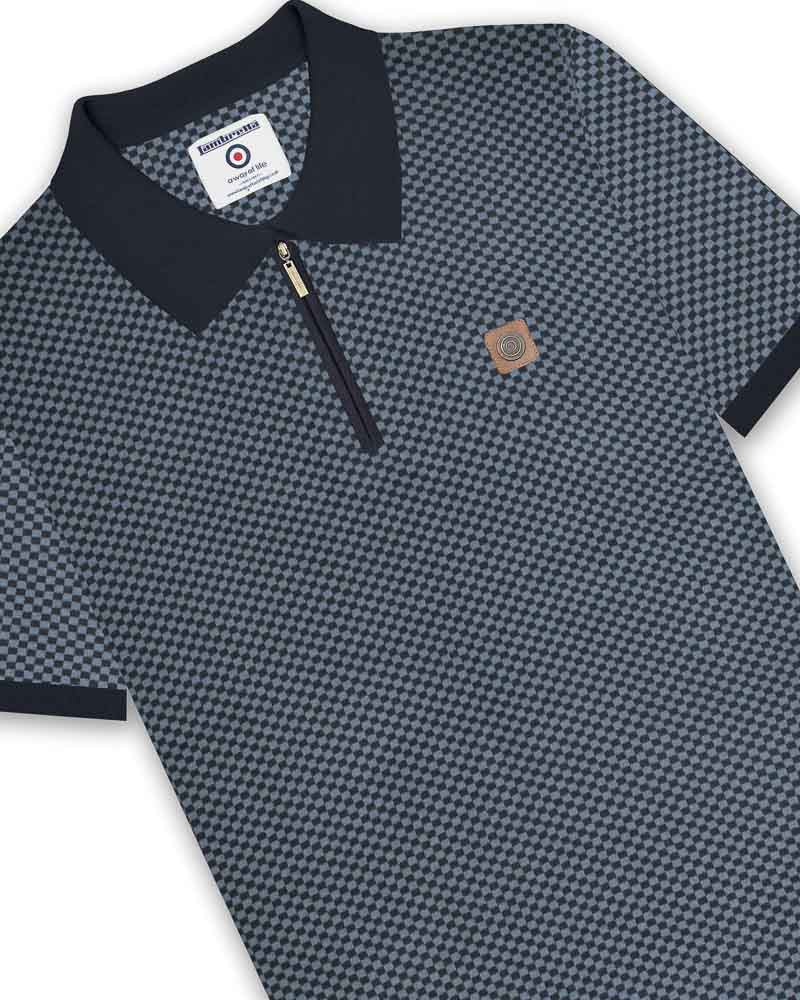 Quarter Zip Knitted Check Polo