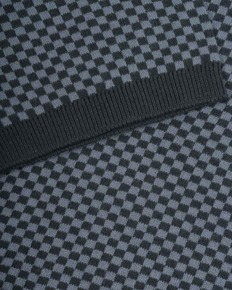Quarter Zip Knitted Check Polo